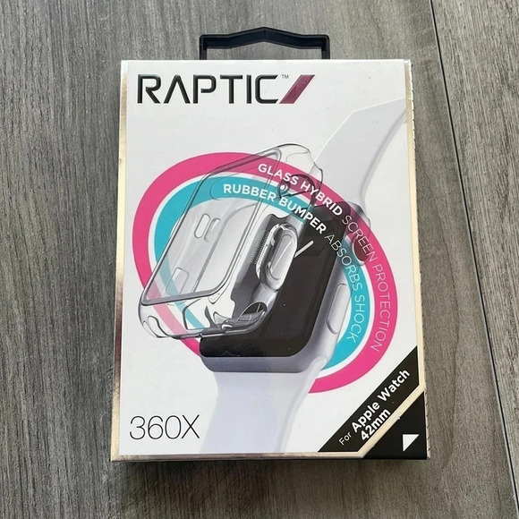 Doria Raptic Defense 360X Glass Hybrid Rubber  Bumper Clear For 42mm Apple Watch - Picture 1 of 4